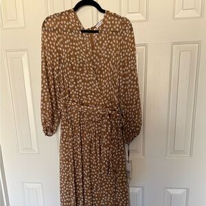 New with tags! Camel and white polka dot Calvin Klein dress